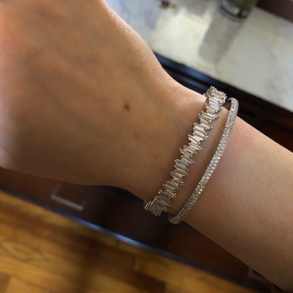 Silver Cz duo bangle